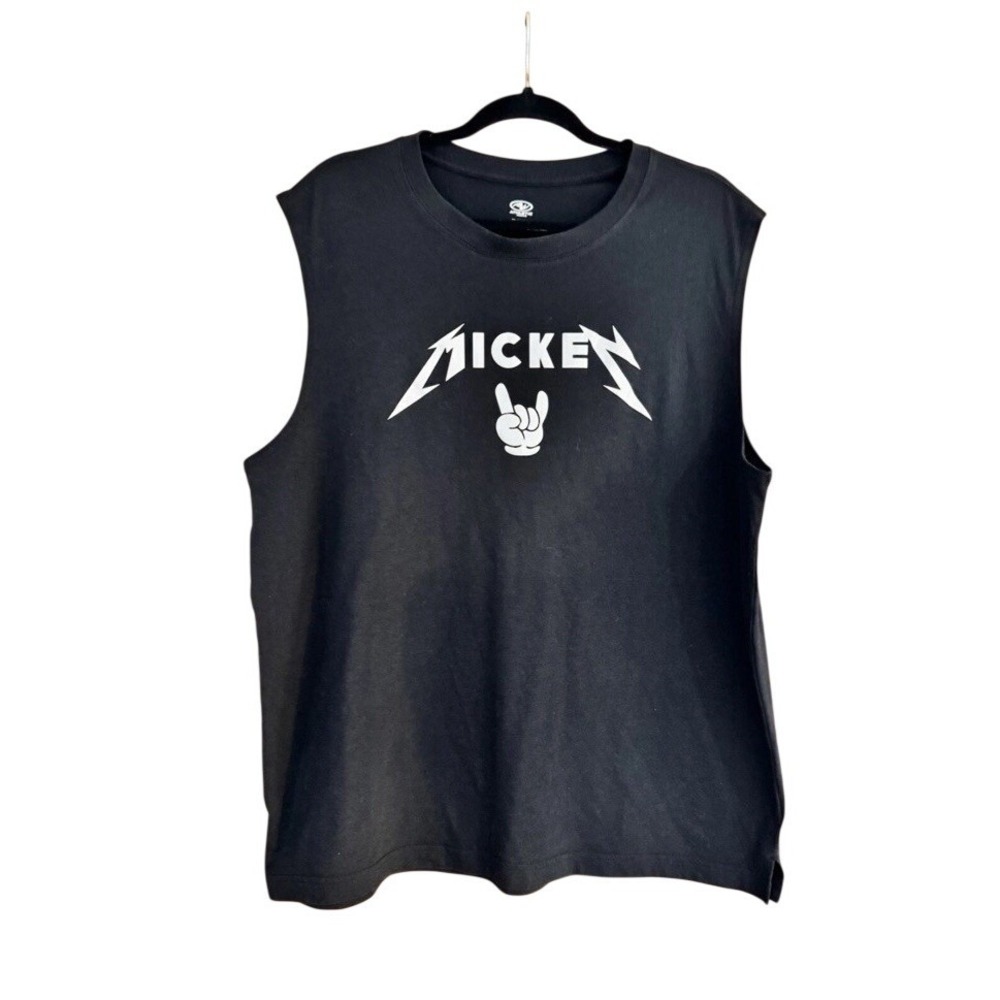 Mickey Heavy Metal Disney Muscle Tank XL Grunge Rock On Band Metalhead Parody
